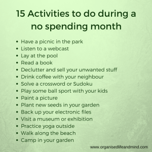 15 activities to do during a no spending month