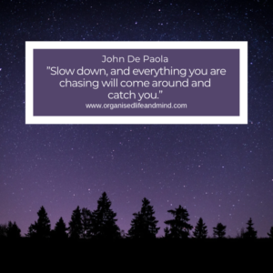 Saturday quote ”Slow down, and everything you are chasing will come around and catch you.” John De Paola