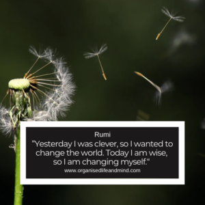 Saturday quote 'Yesterday I was clever, so I wanted to change the world. Today I am wise, so lam changing myself."
