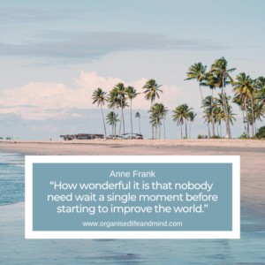 Saturday Quote 2026-07 "How wonderful it is that nobody need wait a single moment before starting to improve the world." Anne Frank