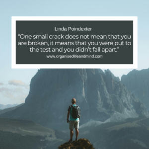 Saturday Quote 2026-34 One small crack does not mean that you are broken, it means that you were put to the test and you didn’t fall apart.” Linda Poindexter