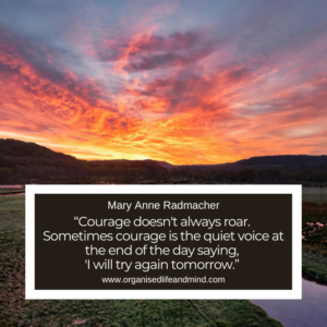 Saturday Quote 2026-42 “Courage doesn't always roar. Sometimes courage is the quiet voice at the end of the day saying, 'I will try again tomorrow.” Mary Anne Radmacher